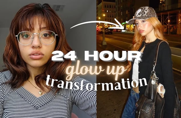 changing my ENTIRE appearance in 24 hours 💇🏼‍♀️✨*GLOW UP TRANSFORMATION* img